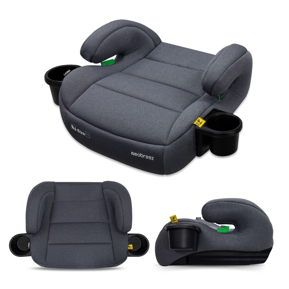 Neobreez i Fira i Size Backless Booster Seat with 2 Cup Holders Grey