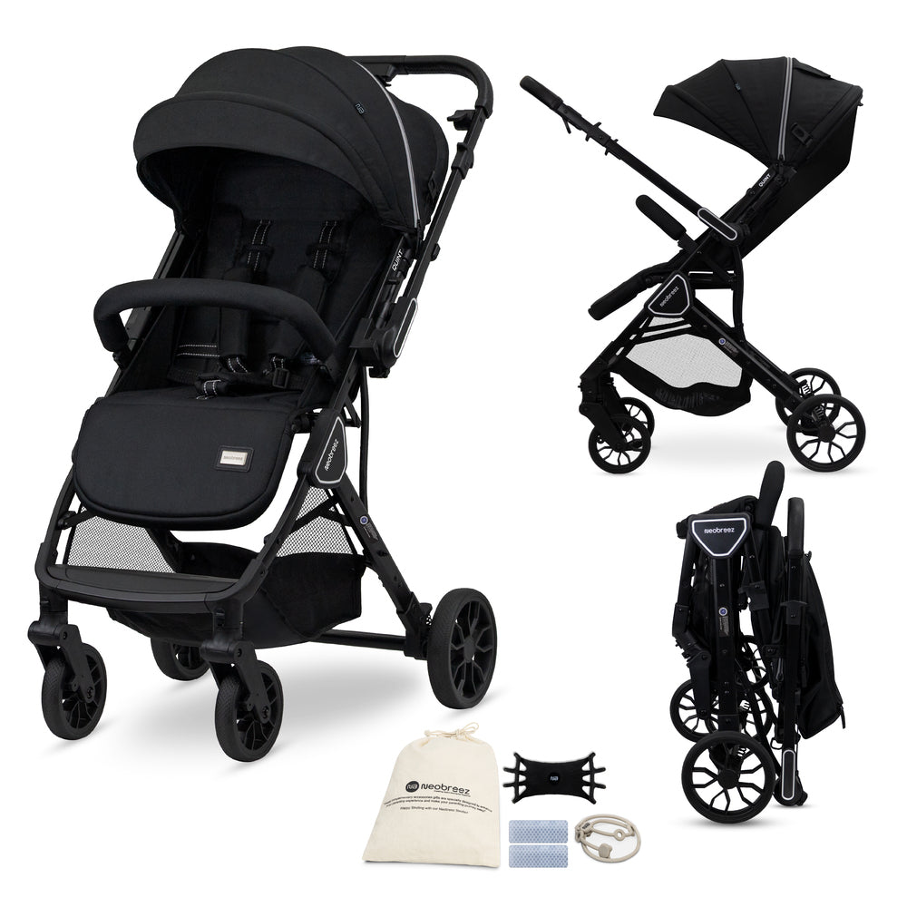 عربة أطفال نيوبريز كوينت للسفر بمقبض قابل للعكس، لون أسود