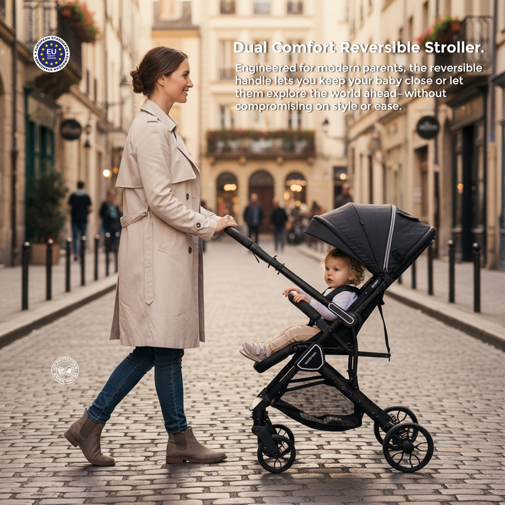 Neobreez Quint Reversible Handle Compact Travel Stroller Black