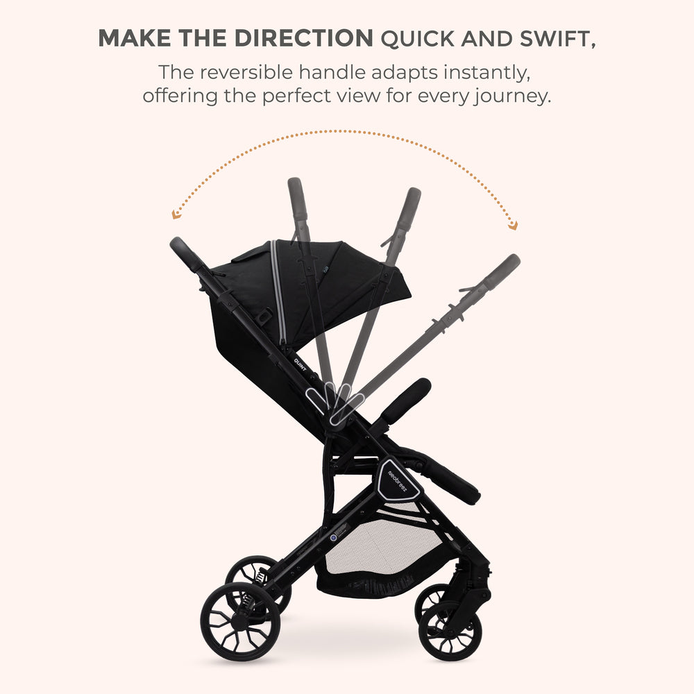 Neobreez Quint Reversible Handle Compact Travel Stroller Black