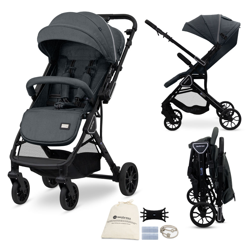 Neobreez Quint Reversible Handle Compact Travel Stroller Dark Grey