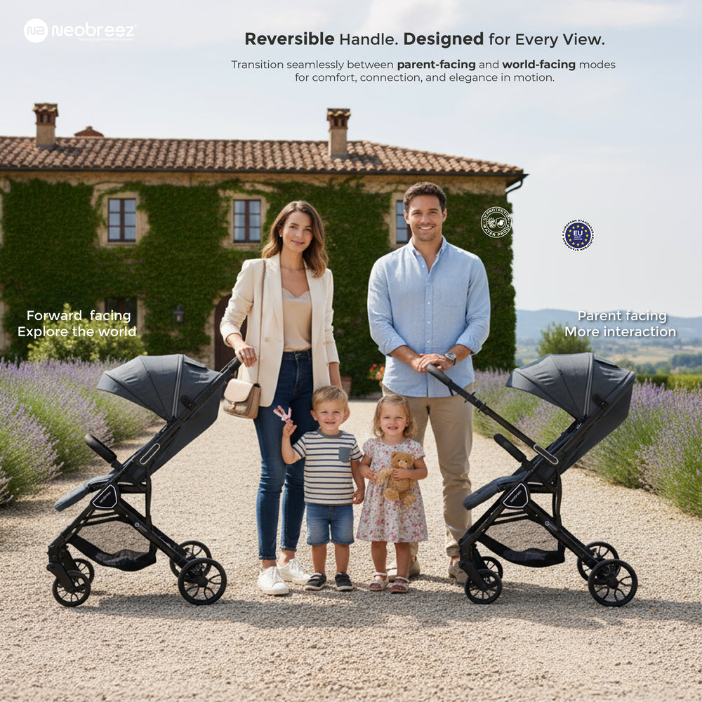 Neobreez Quint Reversible Handle Compact Travel Stroller Dark Grey