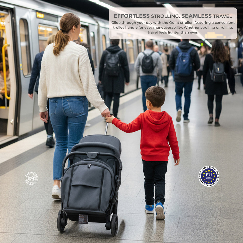 Neobreez Quint Reversible Handle Compact Travel Stroller Dark Grey