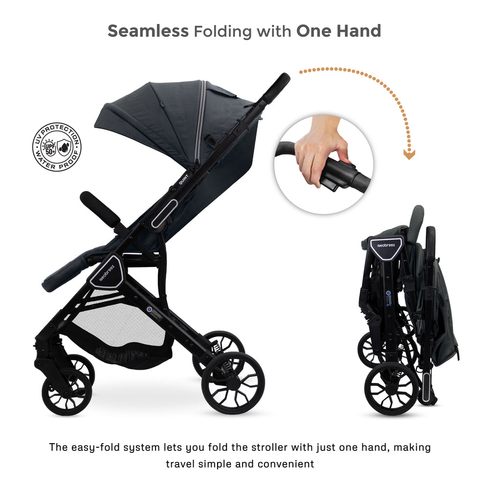 Neobreez Quint Reversible Handle Compact Travel Stroller Dark Grey