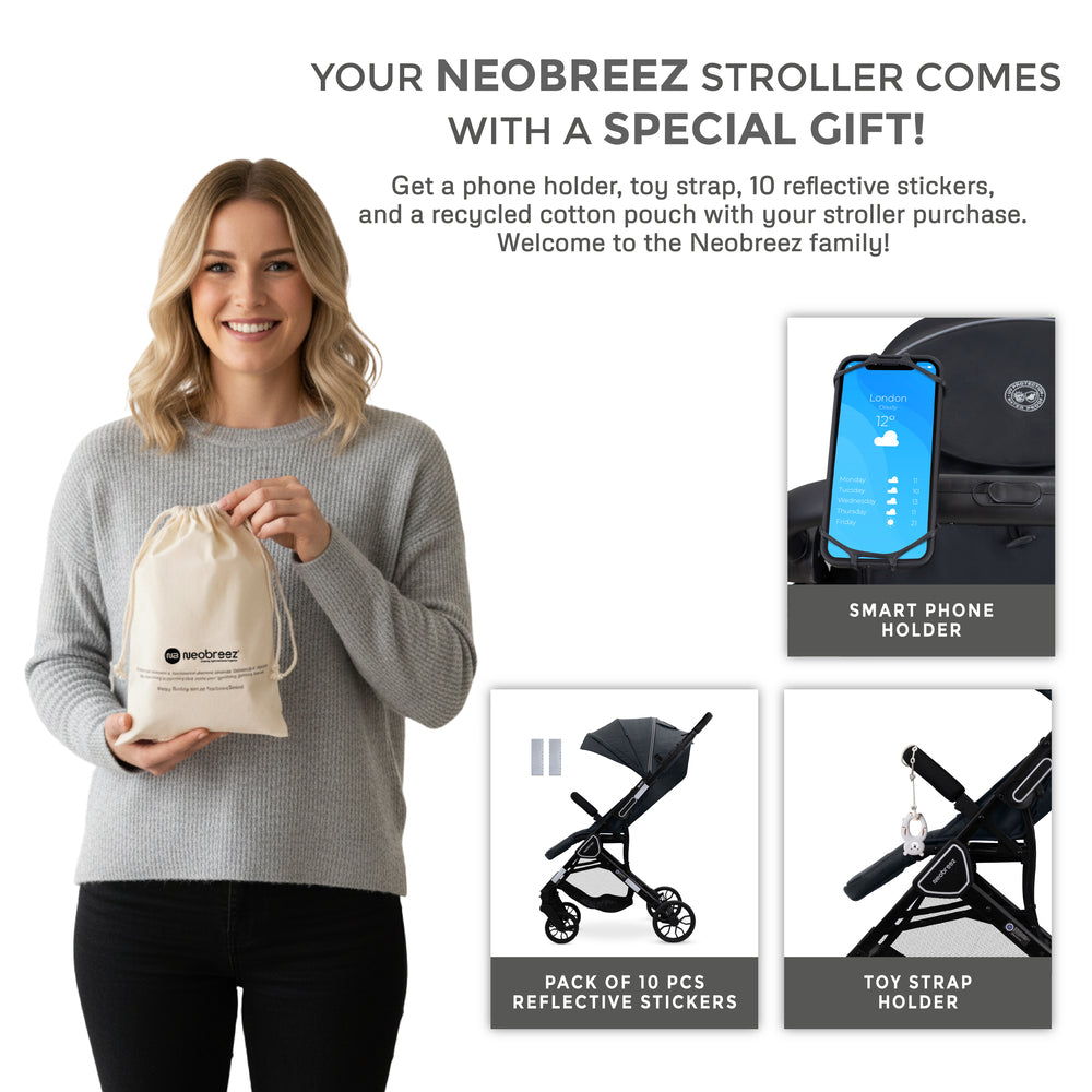 Neobreez Quint Reversible Handle Compact Travel Stroller Dark Grey