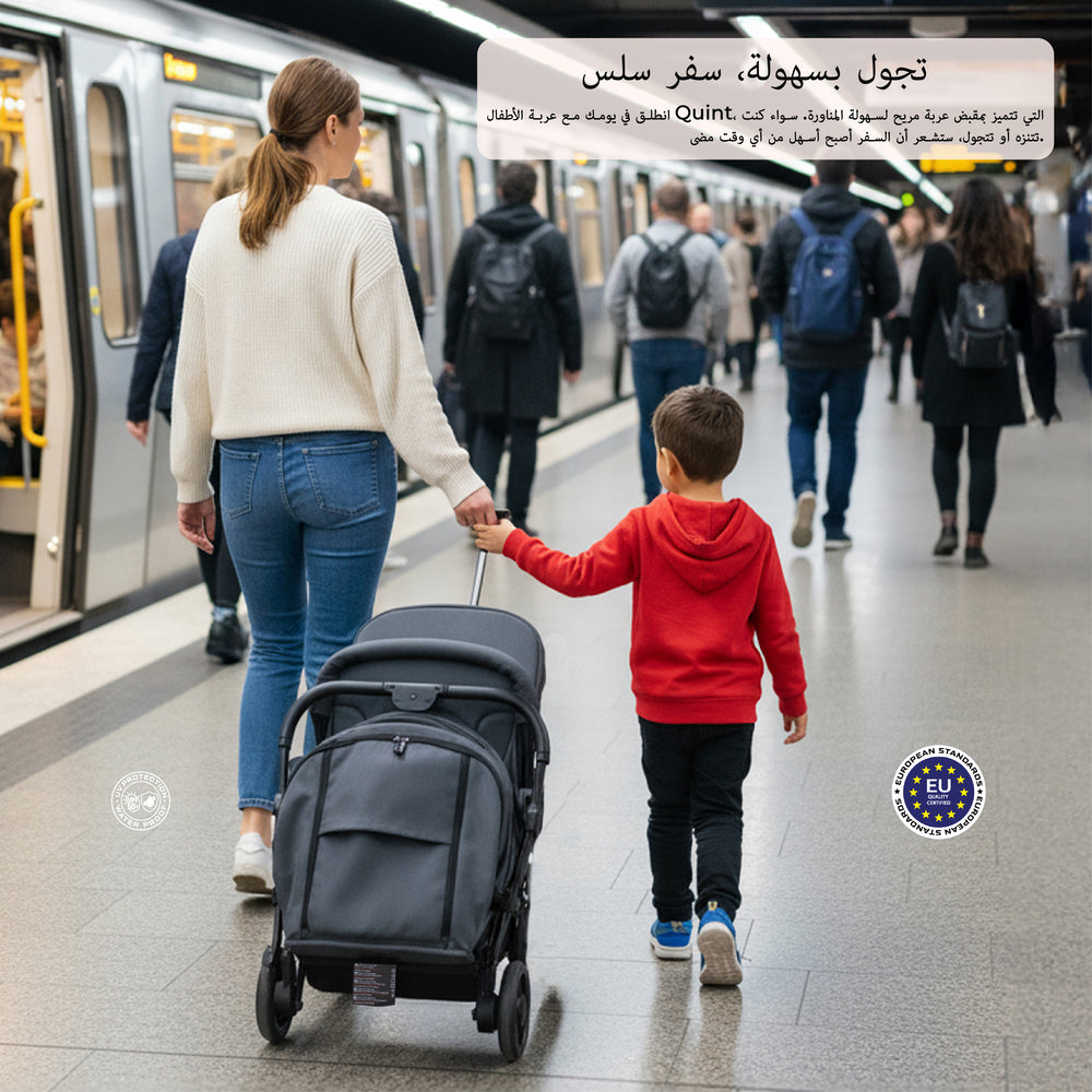 Neobreez Quint Reversible Handle Compact Travel Stroller Dark Grey