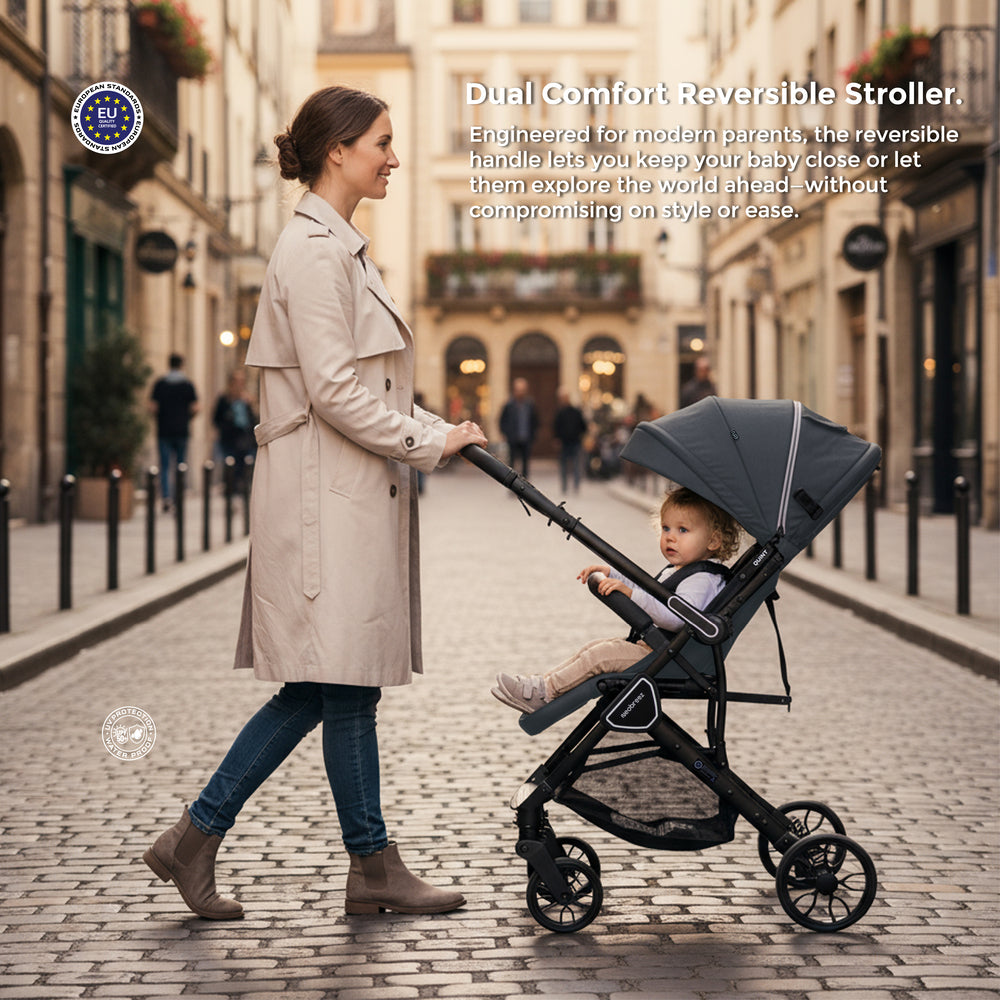 Neobreez Quint Reversible Handle Compact Travel Stroller Dark Grey