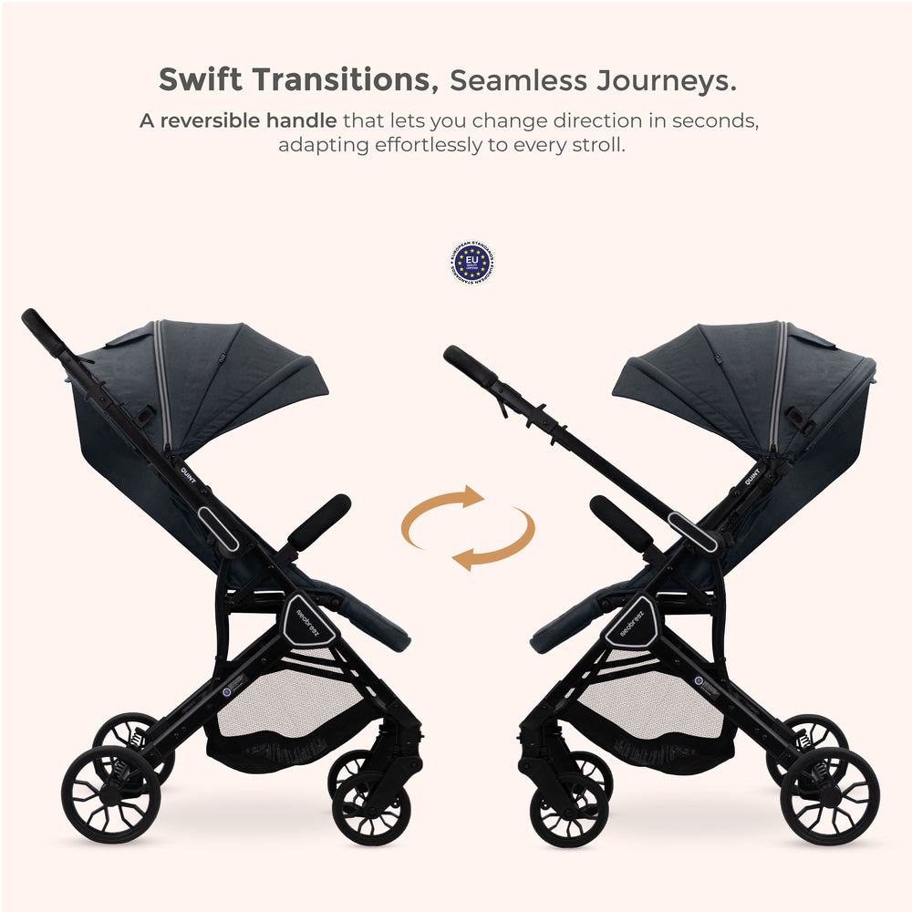 Neobreez Quint Reversible Handle Compact Travel Stroller Dark Grey