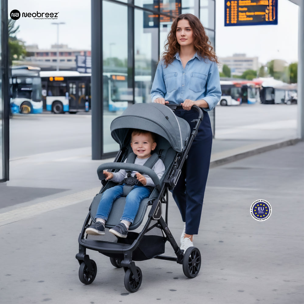 Neobreez Quint Reversible Handle Compact Travel Stroller Dark Grey