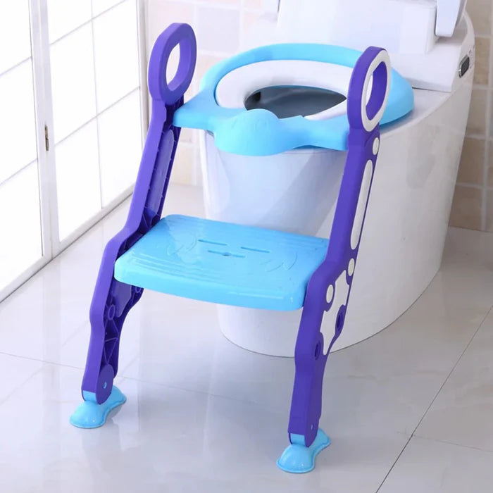 Little Angel Foldable Toddler Potty Training Seat with Ladder Blue