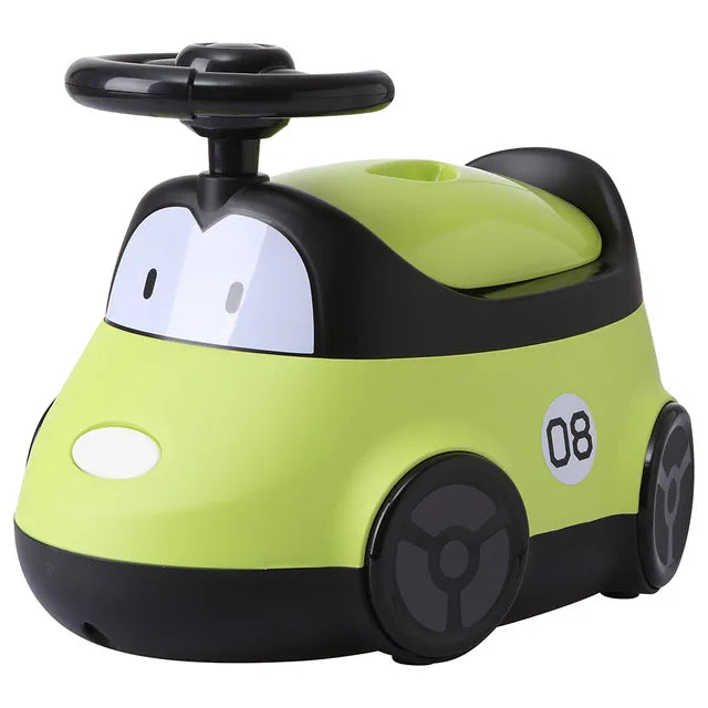 Little Angel Baby Potty Car Design Training Seat With Steering- Green