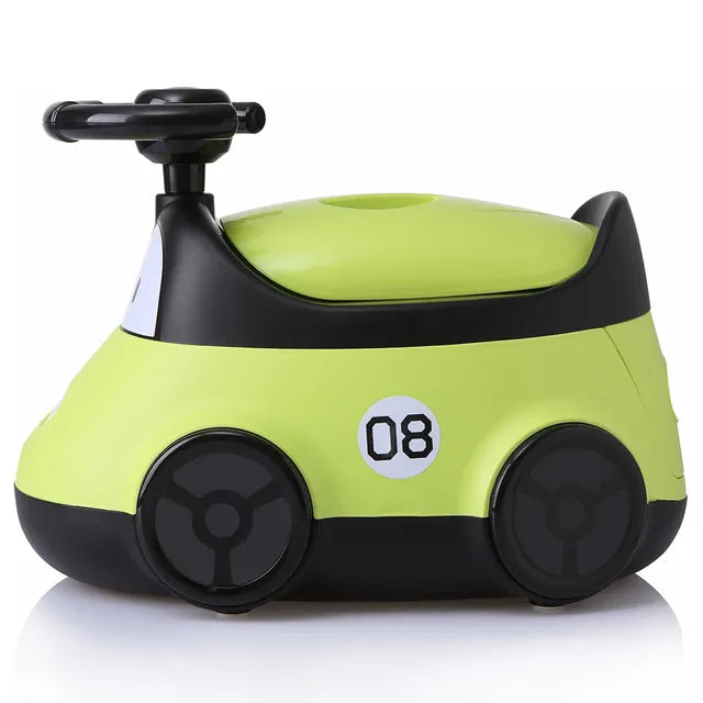 Little Angel Baby Potty Car Design Training Seat With Steering- Green
