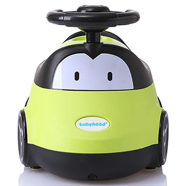 Little Angel Baby Potty Car Design Training Seat With Steering- Green