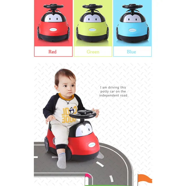 Little Angel Baby Potty Car Design Training Seat With Steering- Red