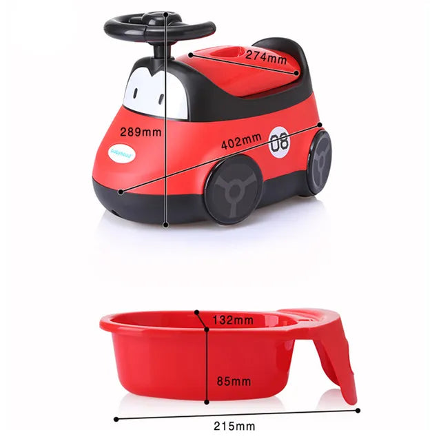 Little Angel Baby Potty Car Design Training Seat With Steering- Red