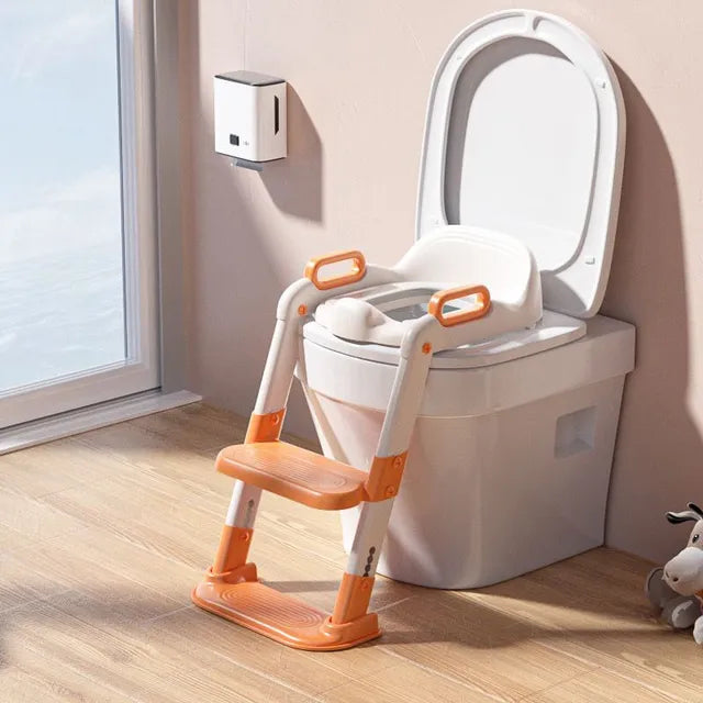 Little Angel Baby Potty Training Seat With Step Stool Ladder- Orange