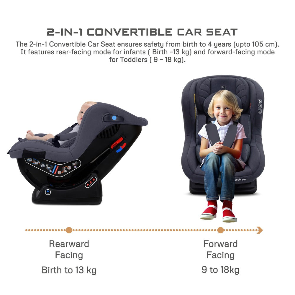 Neobreez Nestii 2 In 1 Convertible Baby Infant Car Seat Grey