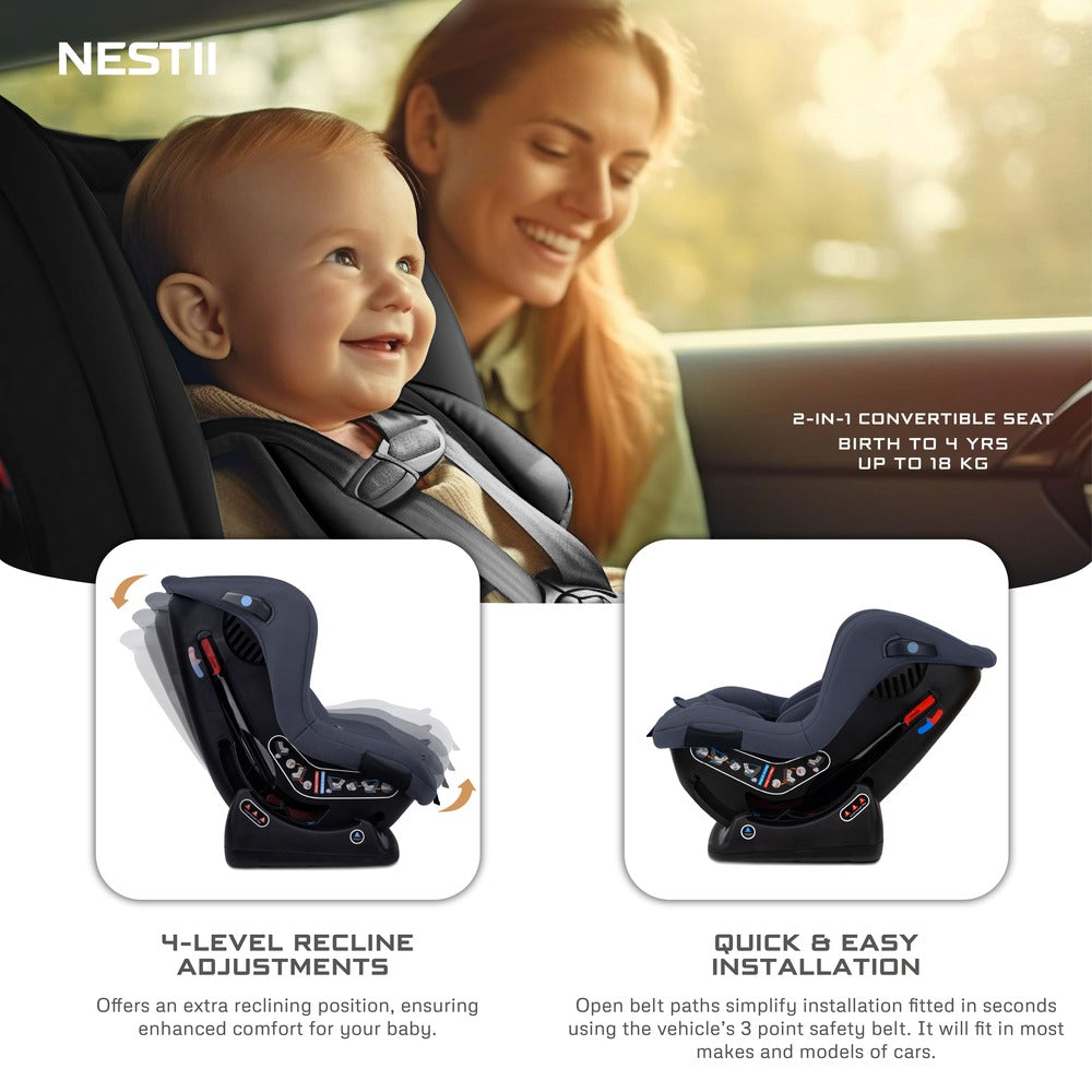 Neobreez Nestii 2 In 1 Convertible Baby Infant Car Seat Grey
