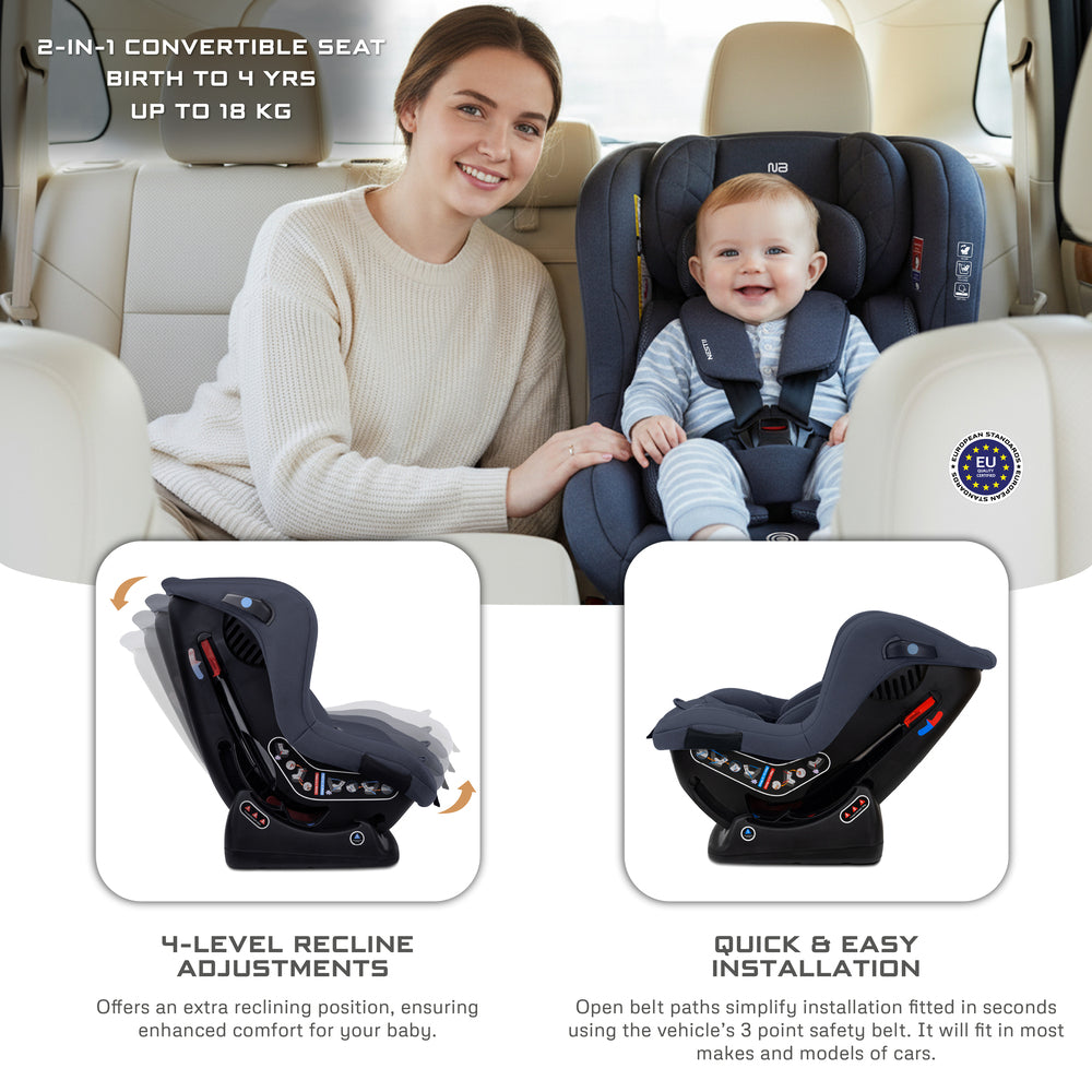 Neobreez Nestii 2 In 1 Convertible Baby Infant Car Seat Grey