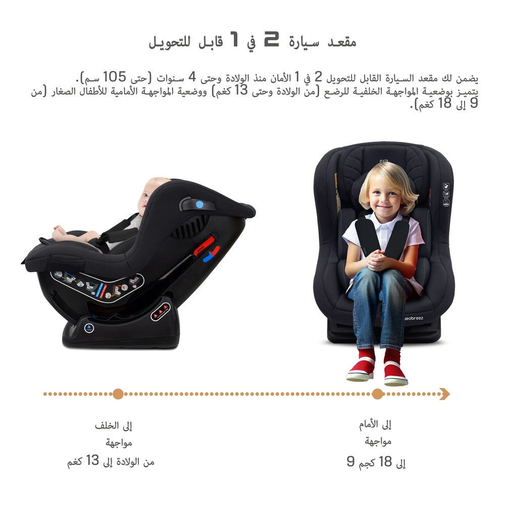 Neobreez Nestii 2 In 1 Convertible Baby Infant Car Seat Black