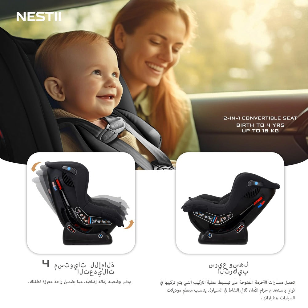 Neobreez Nestii 2 In 1 Convertible Baby Infant Car Seat Black