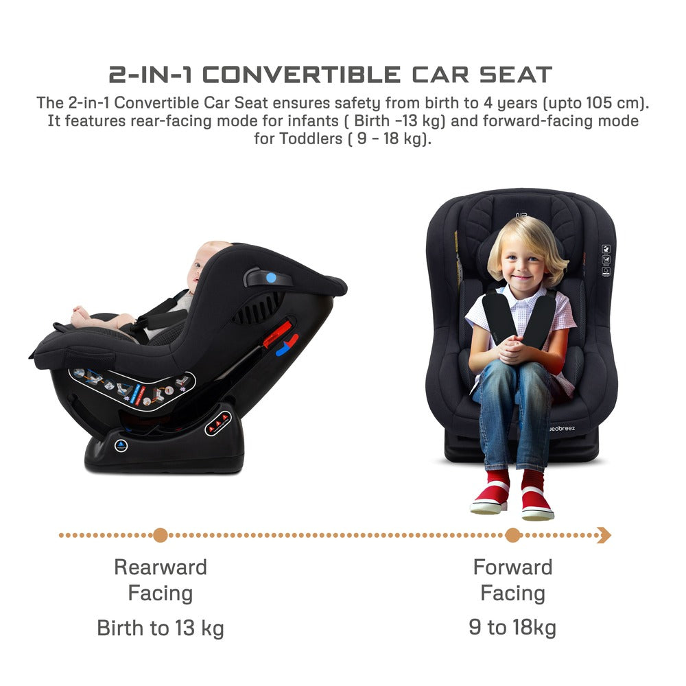 Neobreez Nestii 2 In 1 Convertible Baby Infant Car Seat Black
