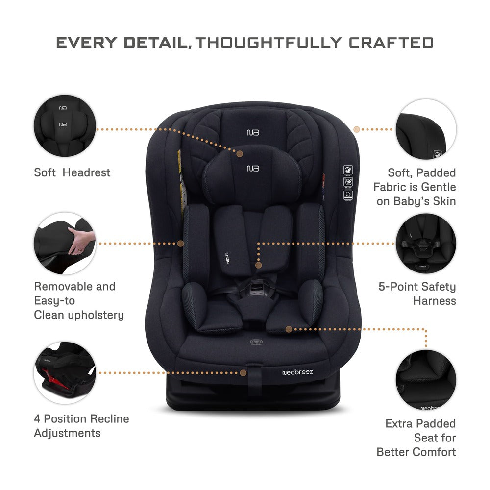 Neobreez Nestii 2 In 1 Convertible Baby Infant Car Seat Black