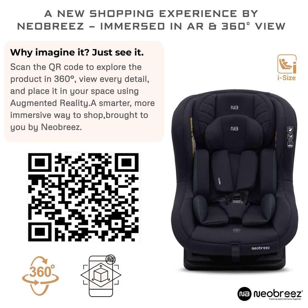 Neobreez Nestii 2 In 1 Convertible Baby Infant Car Seat Black