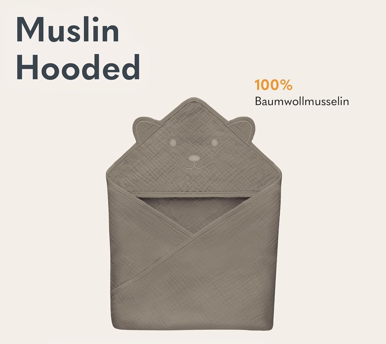 Lionelo Muslin Hooded Towel Beige Cappuccino