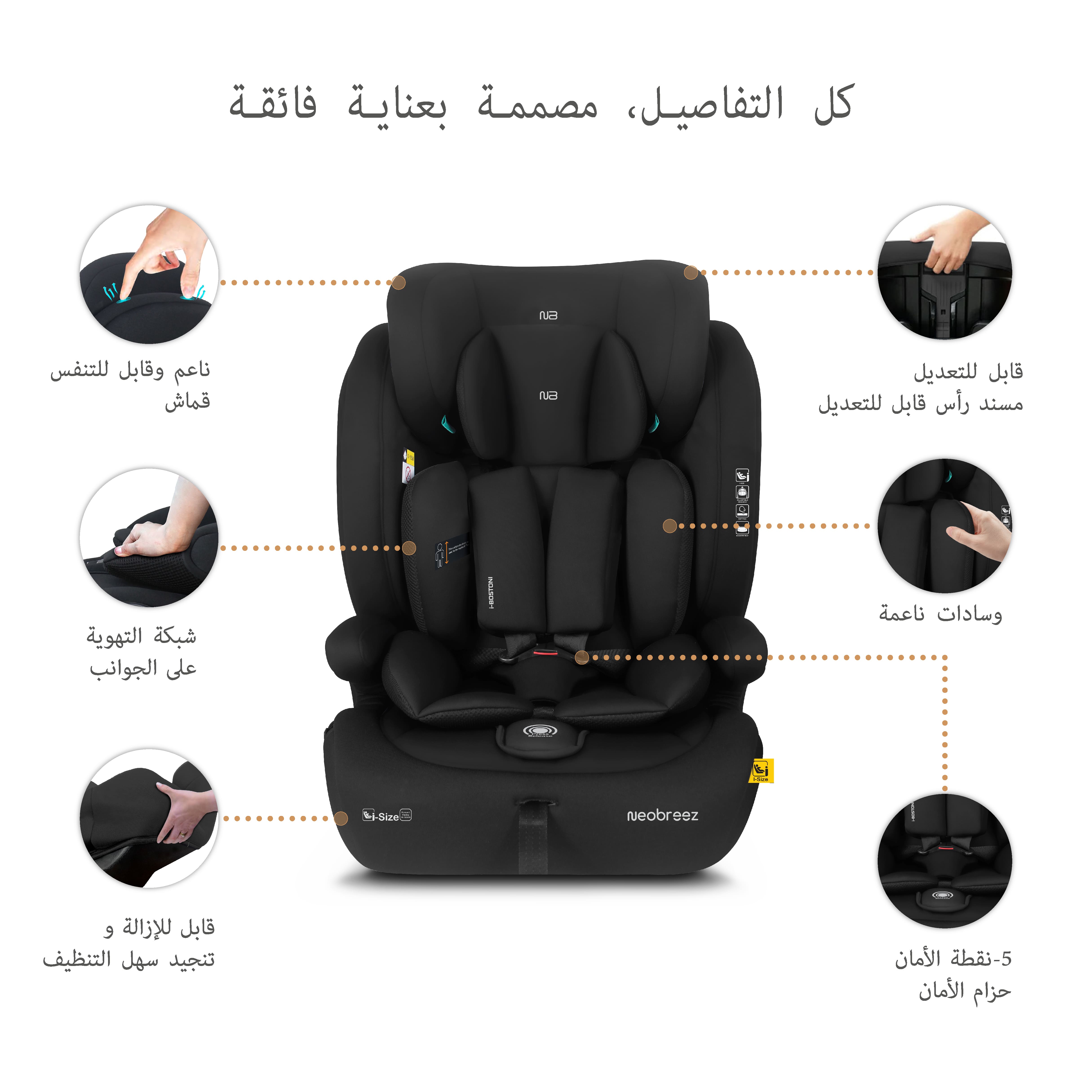 Neobreez i Bostoni 3 In 1 Toddler i Size Car Seat Black