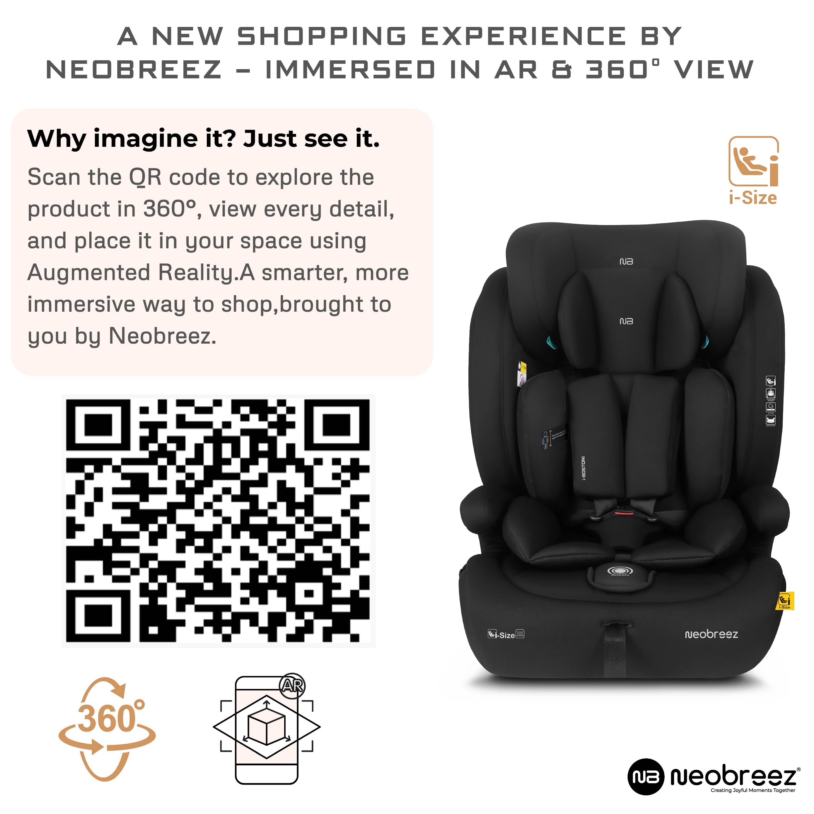 Neobreez i Bostoni 3 In 1 Toddler i Size Car Seat Black