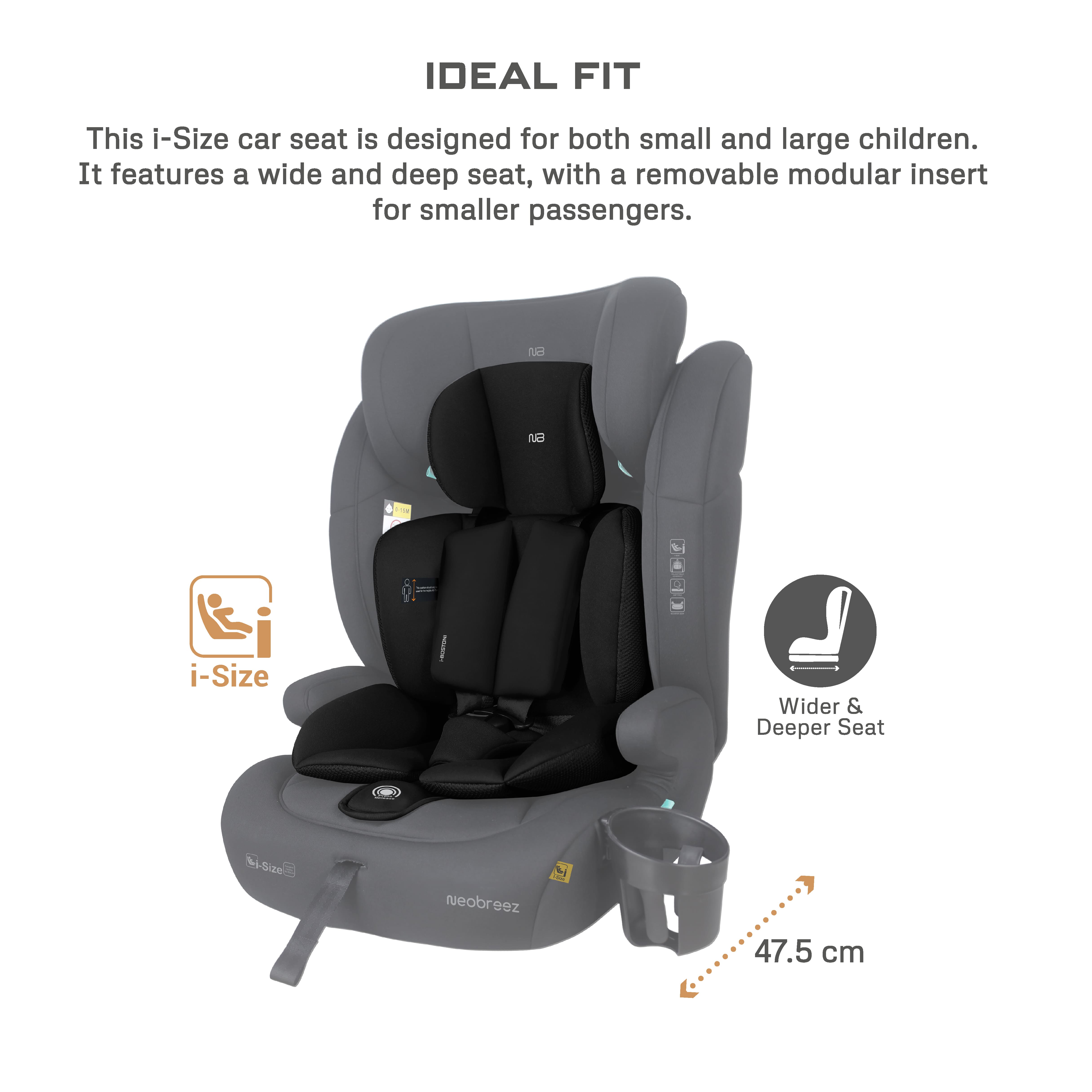 Neobreez i Bostoni 3 In 1 Toddler i Size Car Seat Black