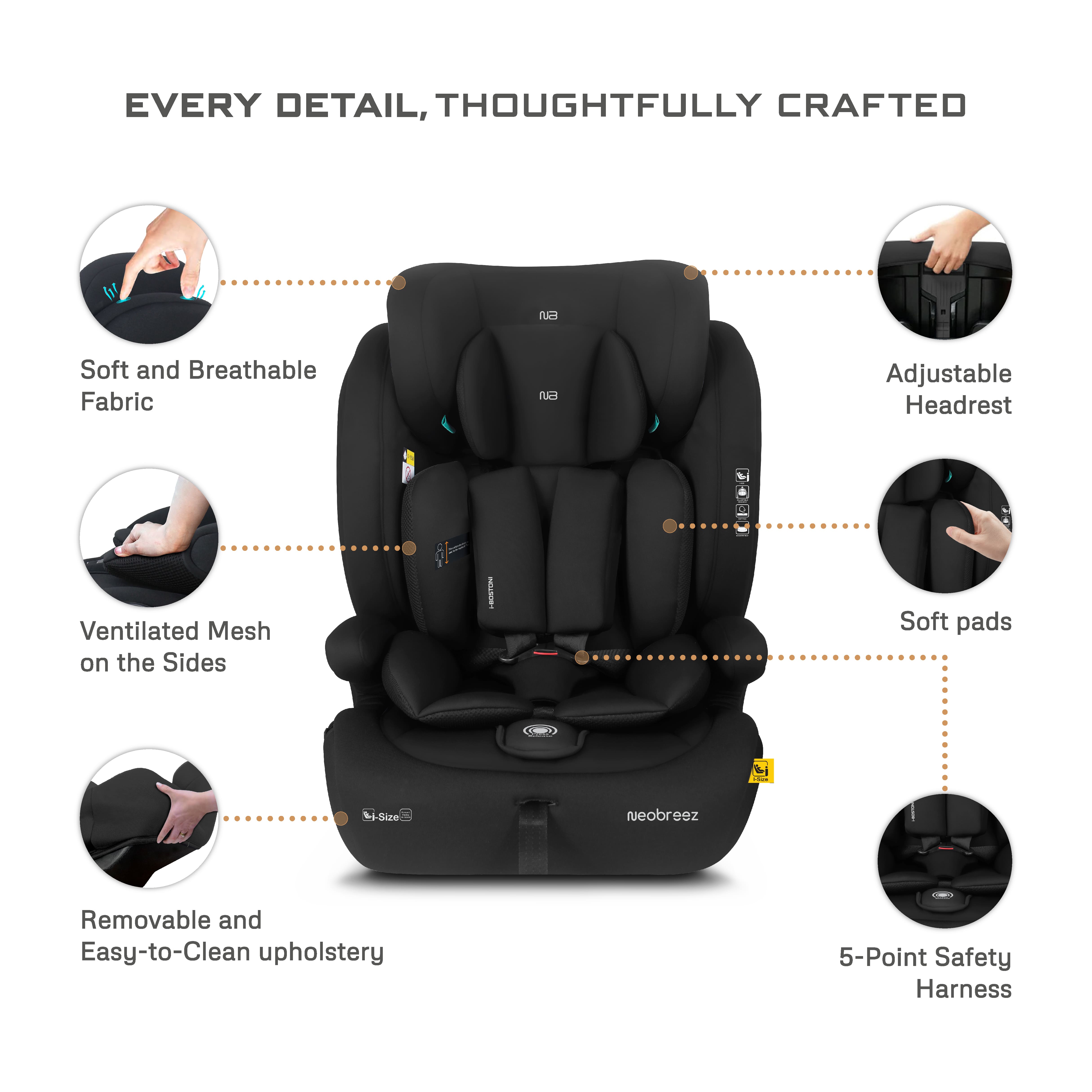Neobreez i Bostoni 3 In 1 Toddler i Size Car Seat Black