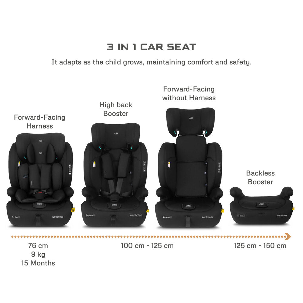 Neobreez i Bostoni 3 In 1 Toddler i Size Car Seat Black
