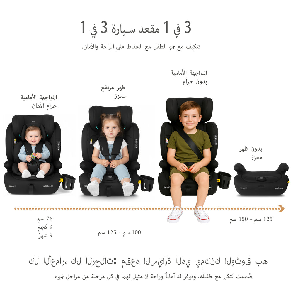 Neobreez i Bostoni 3 In 1 Toddler i Size Car Seat Black