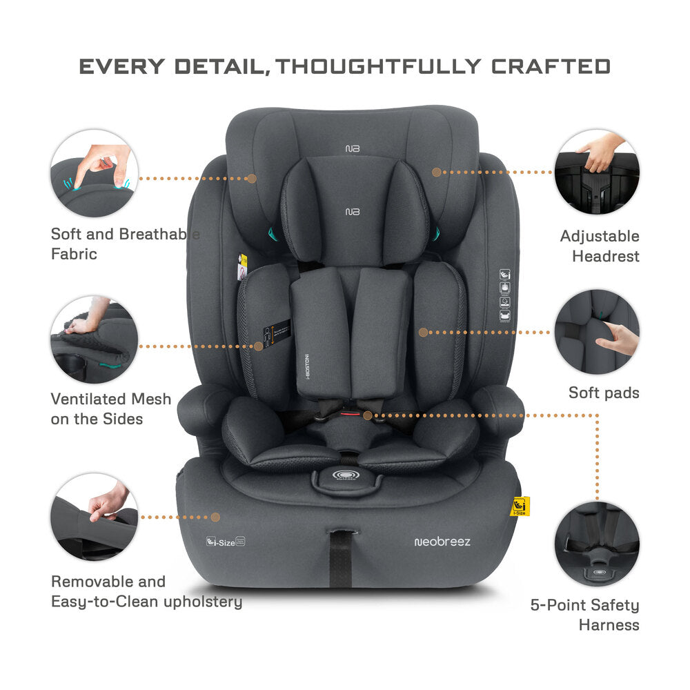 Neobreez i Bostoni 3 In 1 Toddler i Size Car Seat Grey