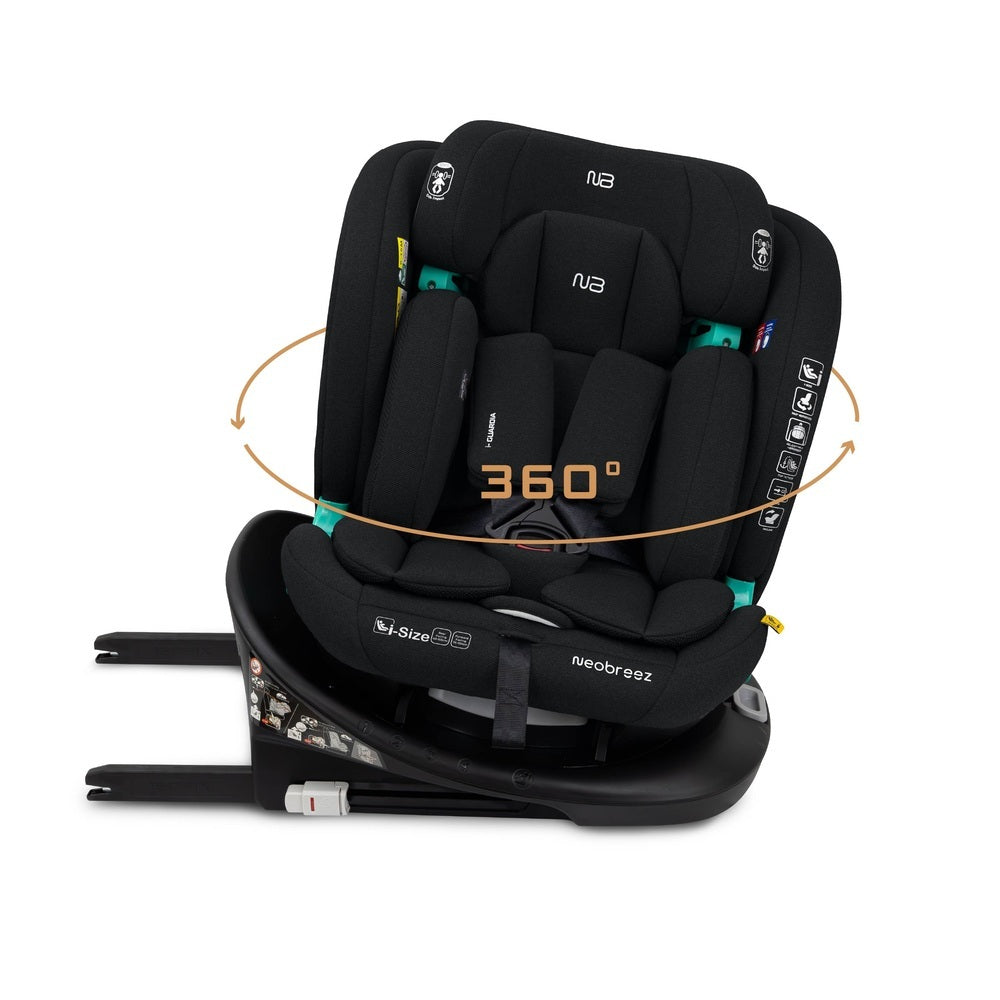 Neobreez i Guardia 360 Degree Isofix i Size Car Seat All In1 Black