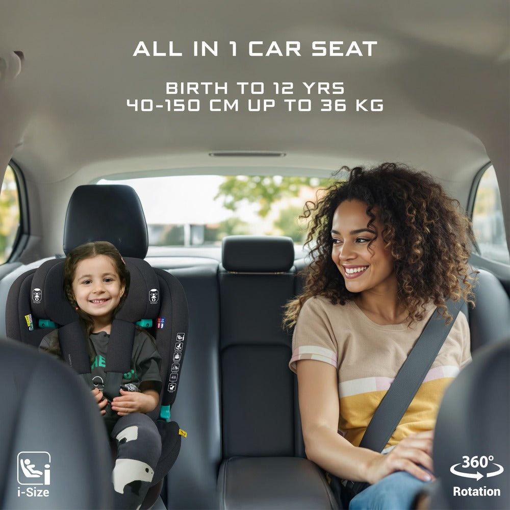 Neobreez i Guardia 360 Degree Isofix i Size Car Seat All In1 Black