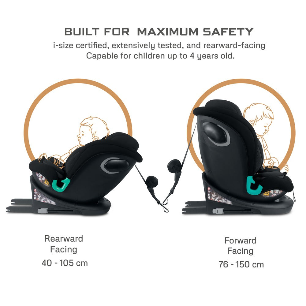 Neobreez i Guardia 360 Degree Isofix i Size Car Seat All In1 Black