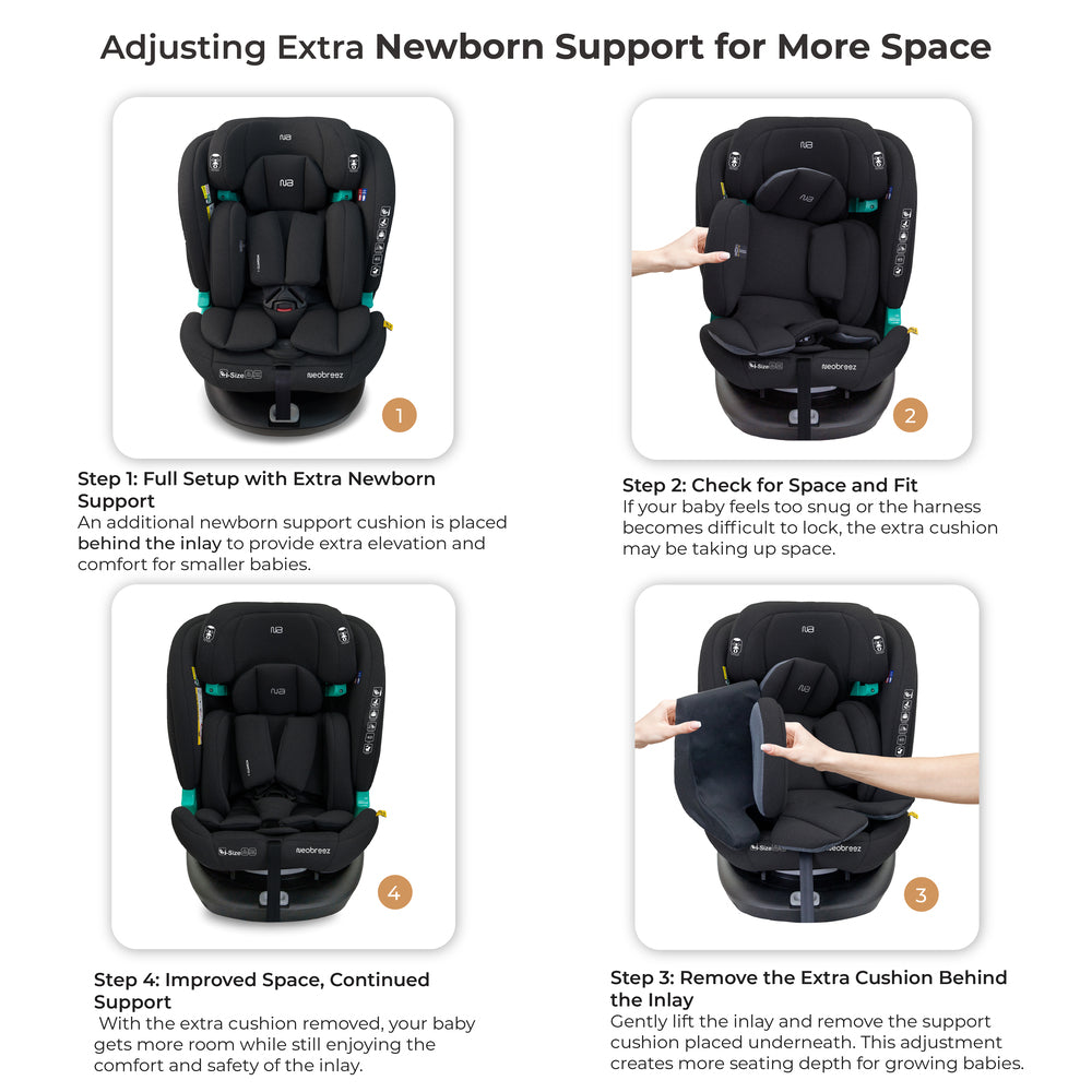 Neobreez i Guardia 360 Degree Isofix i Size Car Seat All In1 Black