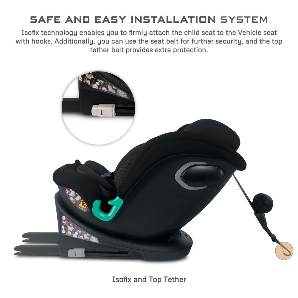 Neobreez i Guardia 360 Degree Isofix i Size Car Seat All In1 Black