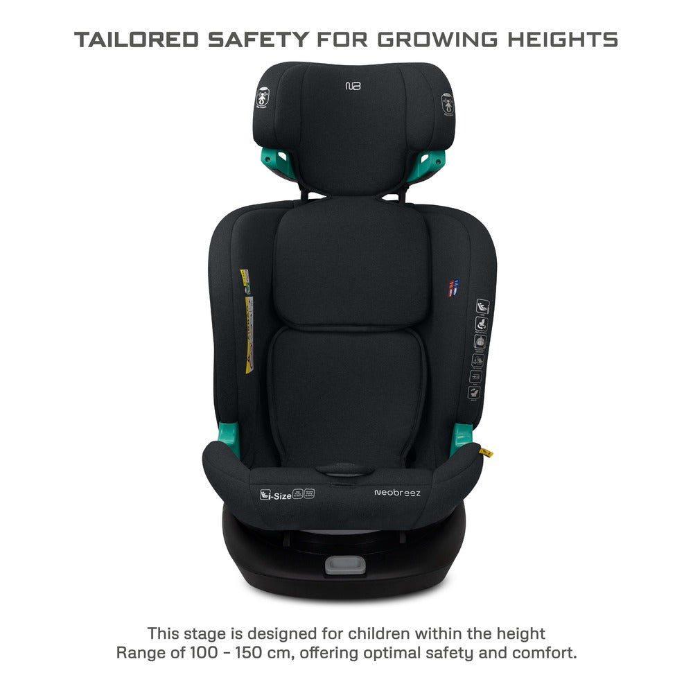 Neobreez i Guardia 360 Degree Isofix i Size Car Seat All In1 Black