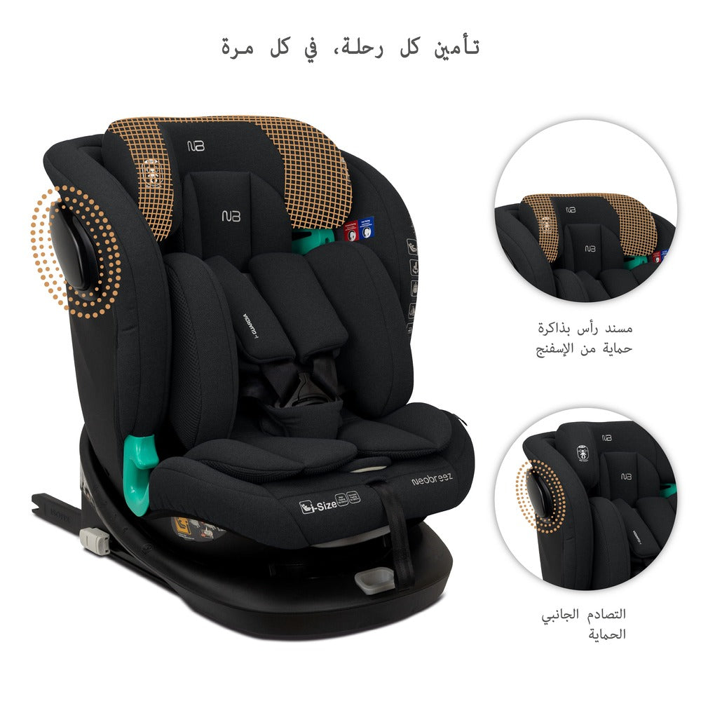 Neobreez i Guardia 360 Degree Isofix i Size Car Seat All In1 Black