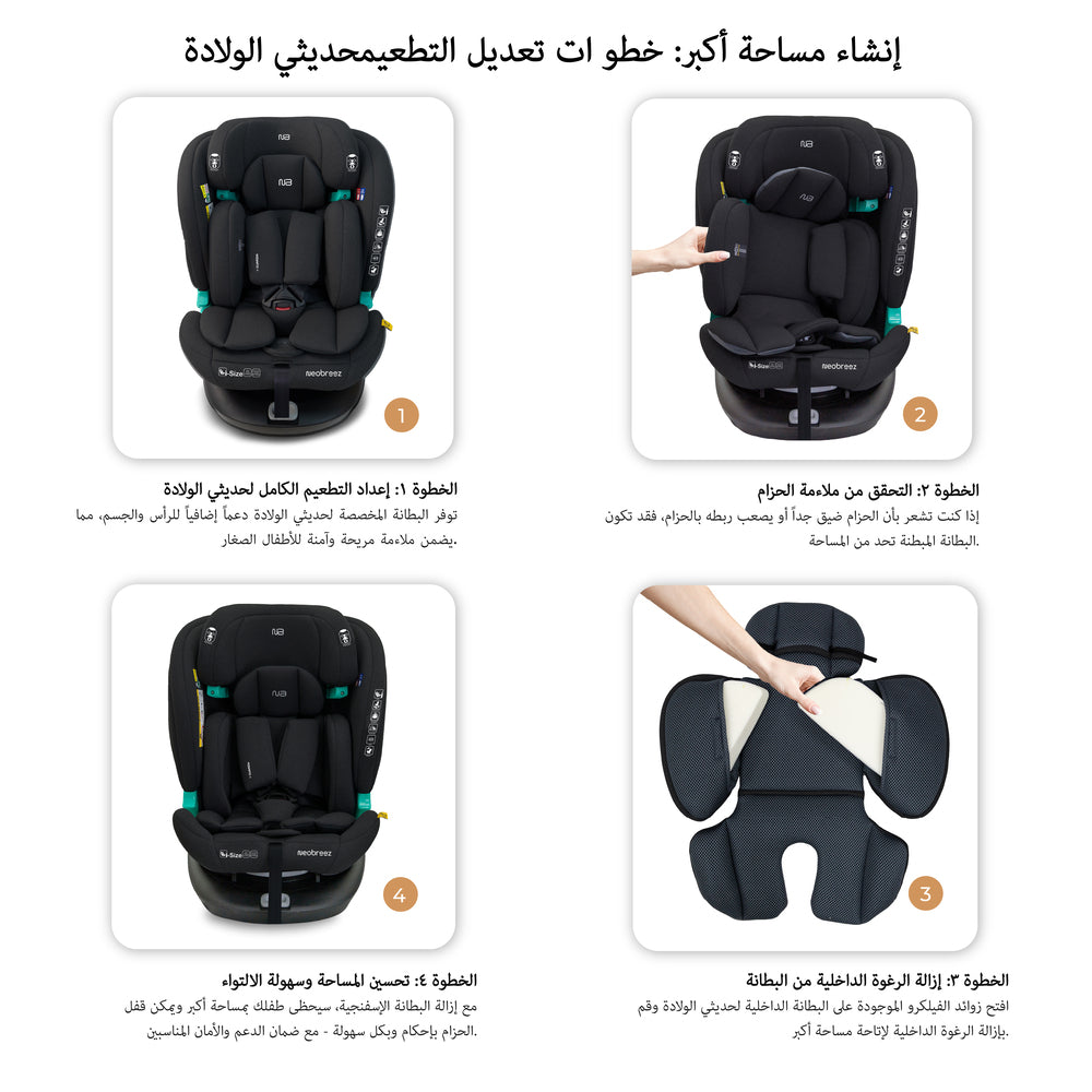 Neobreez i Guardia 360 Degree Isofix i Size Car Seat All In1 Black