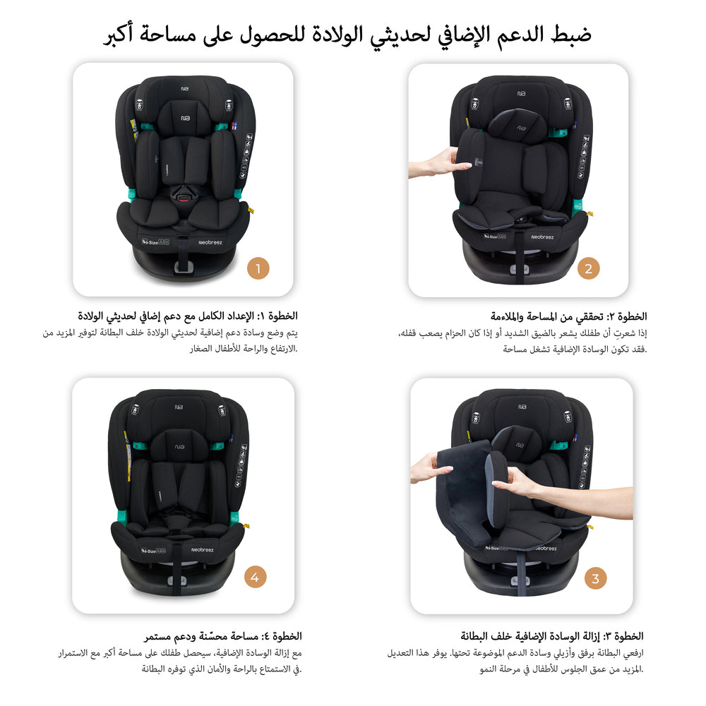 Neobreez i Guardia 360 Degree Isofix i Size Car Seat All In1 Black