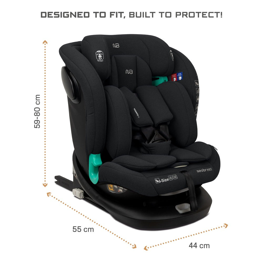 Neobreez i Guardia 360 Degree Isofix i Size Car Seat All In1 Black