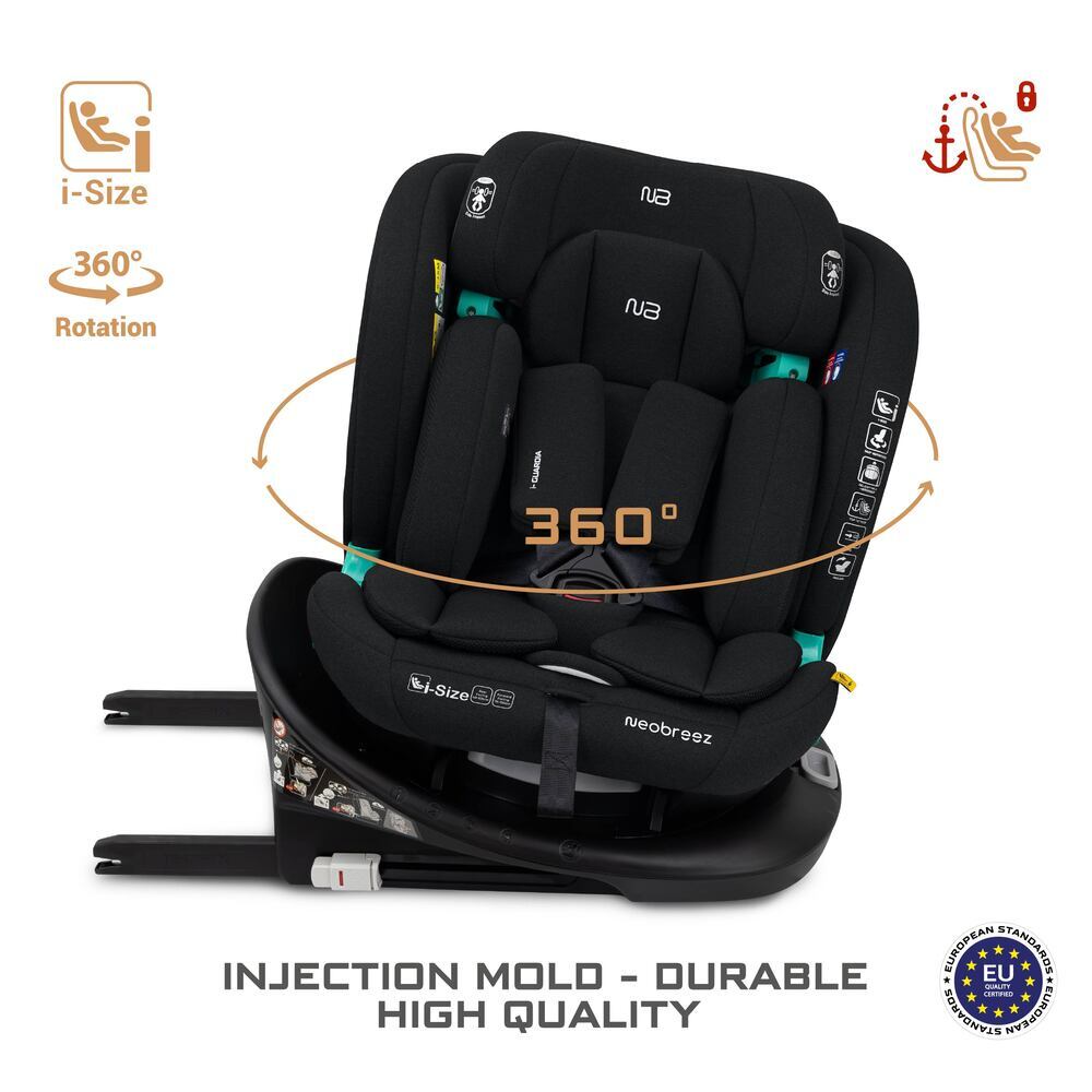 Neobreez i Guardia 360 Degree Isofix i Size Car Seat All In1 Black