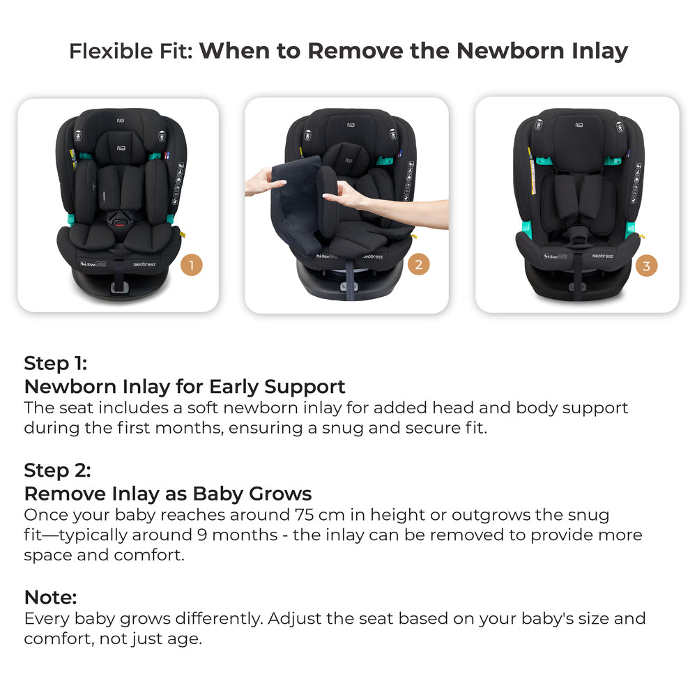 Neobreez i Guardia 360 Degree Isofix i Size Car Seat All In1 Black