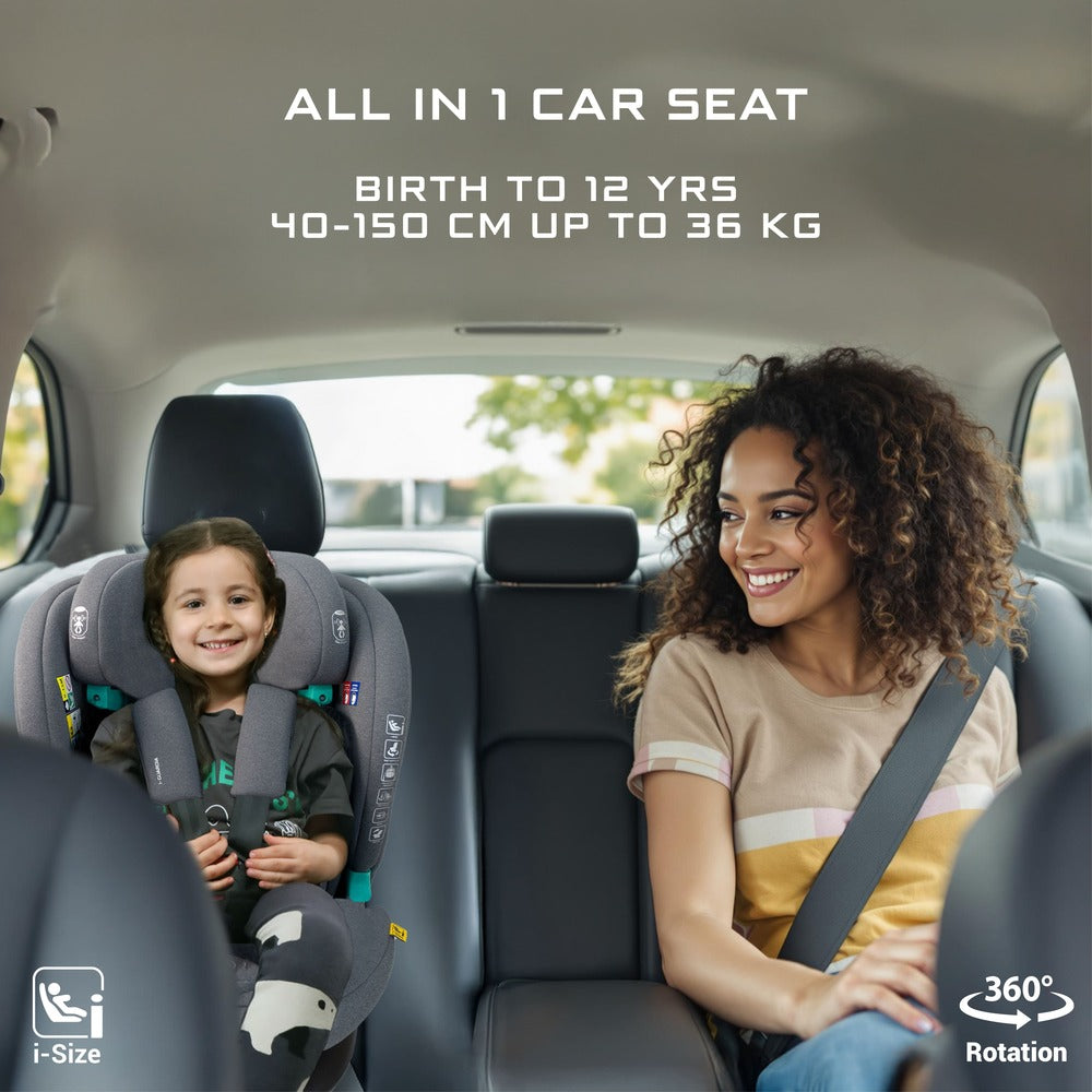 Neobreez i Guardia 360 Degree Isofix i Size Car Seat All In1 Grey