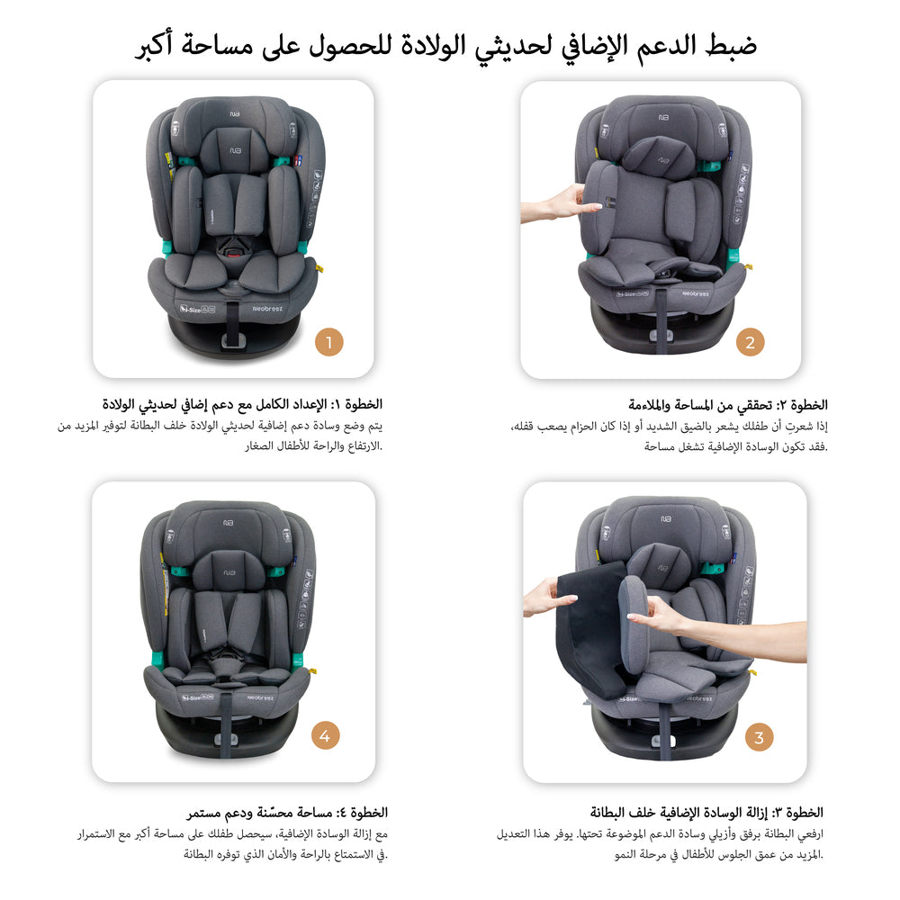 Neobreez i Guardia 360 Degree Isofix i Size Car Seat All In1 Grey